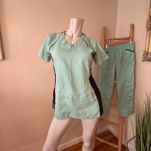 Grey's Anatomy By Barco Scrubs Set With Pants Green Black Small